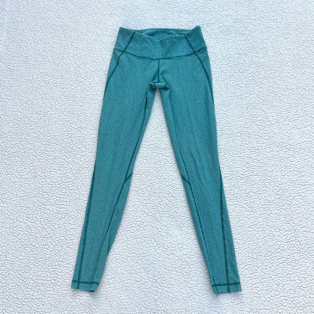 Lululemon Wunder Under Wee Stripe Teal Leggings